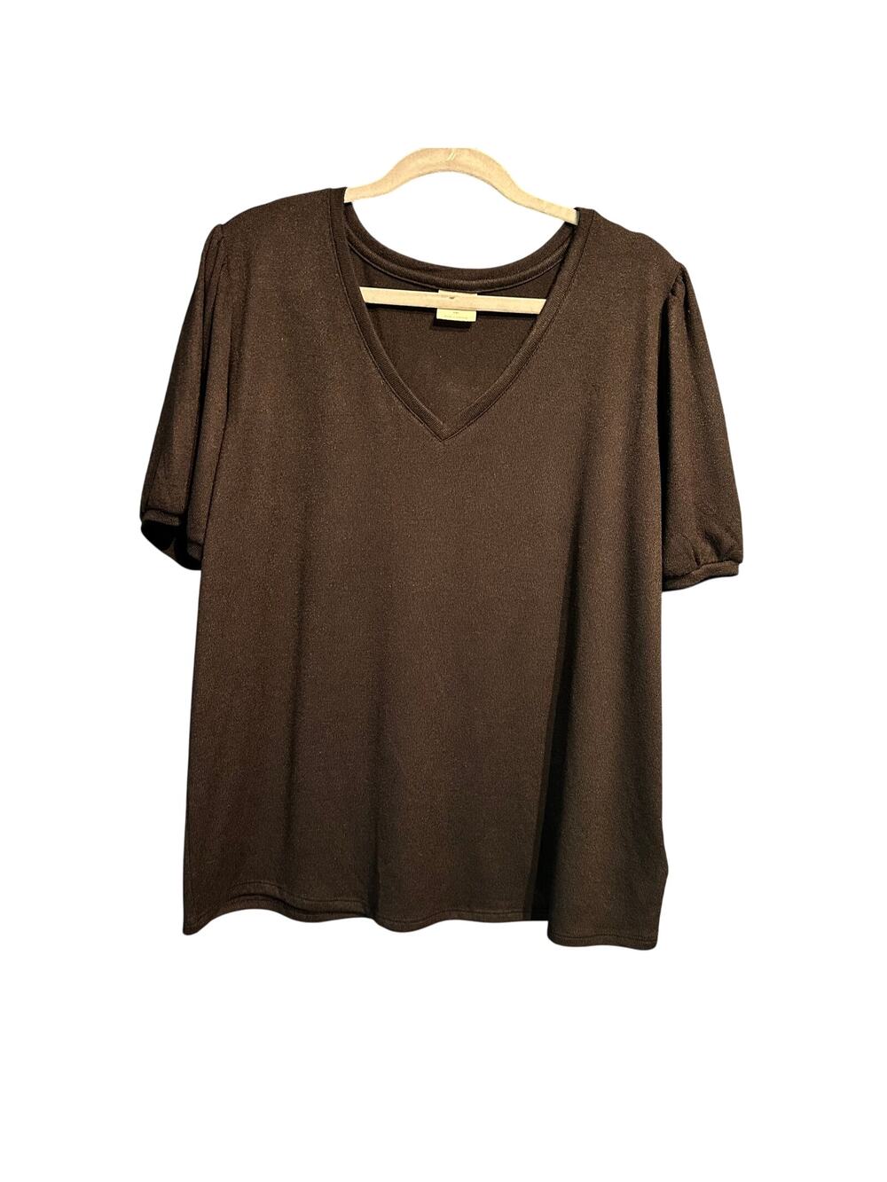 Mod Ref XXL Short Sleeve Pullover V-Neck Lightweight Sweater Black Layering